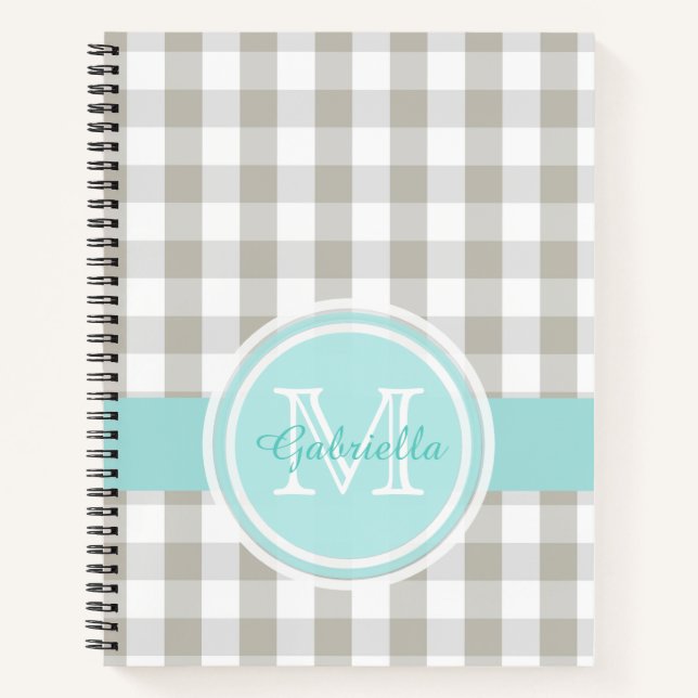 Gingham Monogram Notizbuch (Vorderseite)