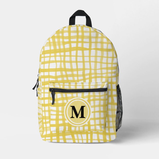 Gingham Monogramm Bedruckter Rucksack (Vorderseite)