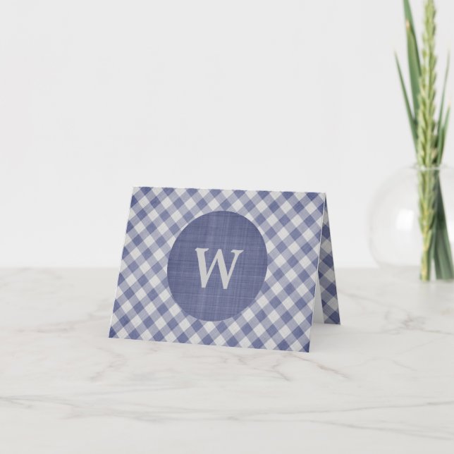 Gingham-Monogramm Notecard (Vorderseite)