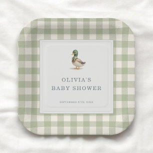 Gingham-Moschuserpel-Baby-Shower-Party Pappteller