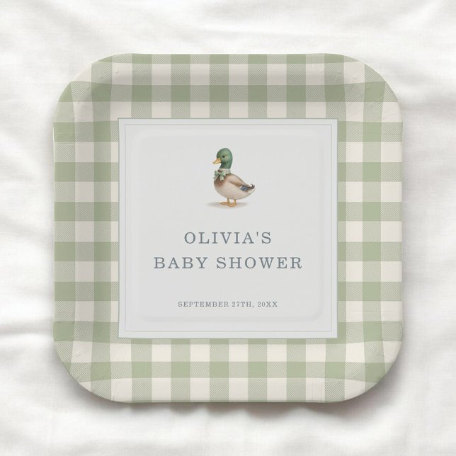 Gingham-Moschuserpel-Baby-Shower-Party Pappteller (Von Creator hochgeladen)