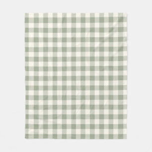 Gingham-Muster Cottagecore Kariert Beige Salbei Fleecedecke