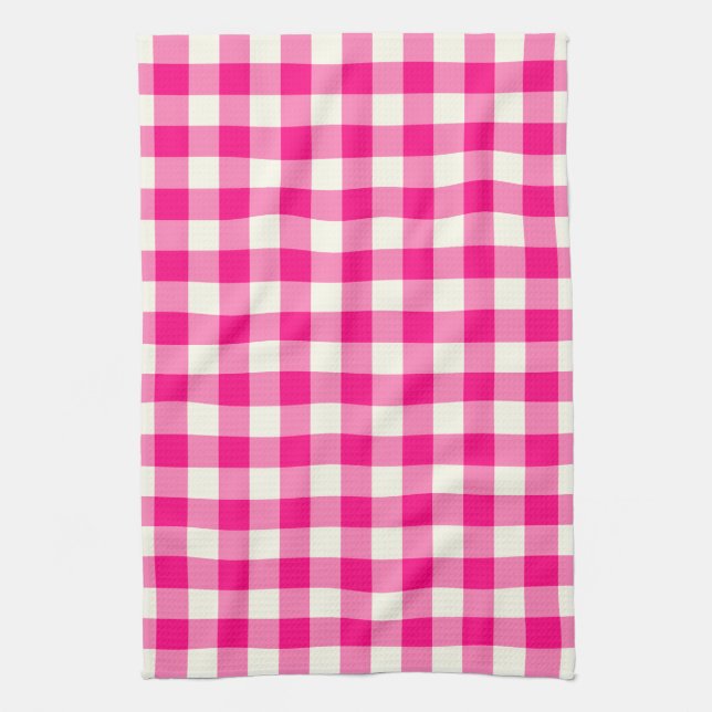 Gingham-Muster-Geschirrtuch im Pink Küchentuch (Vertikal)