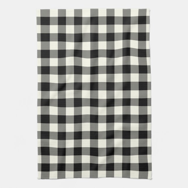 Gingham-Muster-Geschirrtuch in Schwarzweiss Handtuch (Vertikal)