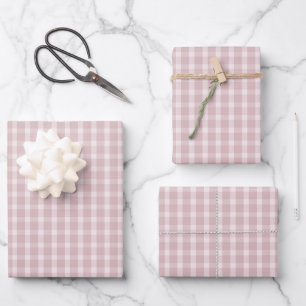 Gingham-Muster in Ballerina-Preppy-Rosa-Tönen  Geschenkpapier Set