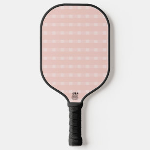 Gingham-Muster in Rosa und Pastell-Pfirsich Pickleball Schläger