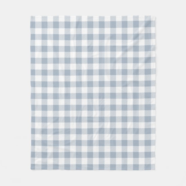 Gingham-Muster, Küstenkariert, Weiß, Gedämpftes Bl Fleecedecke (Vorderseite)