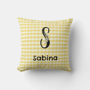 Gingham-Muster mit monogramm Initiale und Wasserfa Kissen
