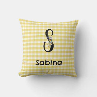 Gingham-Muster mit monogramm Initiale und Wasserfa Kissen