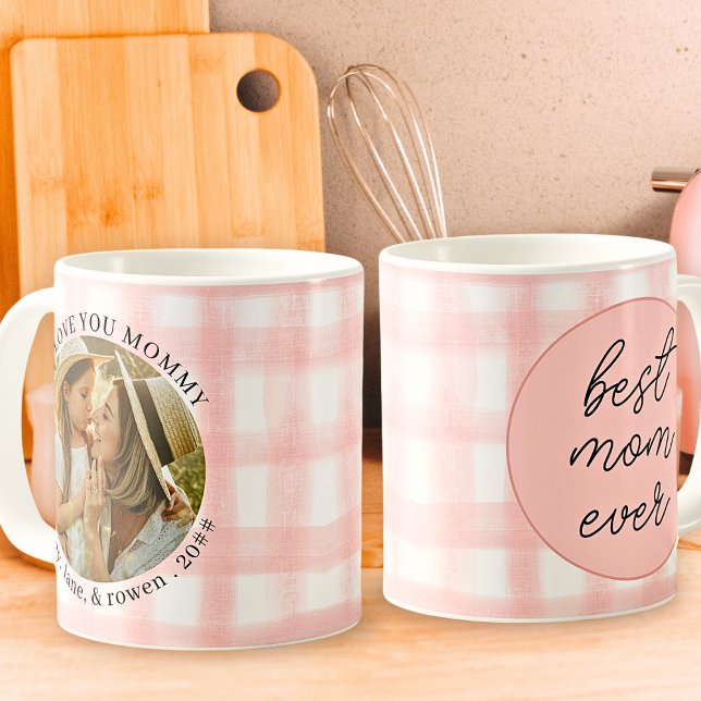 Gingham Mütter Tag Beste Mama je Foto Kaffeetasse (Von Creator hochgeladen)