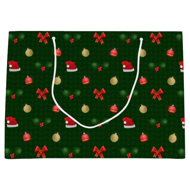Gingham Navidad Ornaments Große Geschenktüte (Vorderseite)