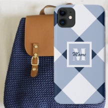 Gingham: Navy Blue und Light Blue Phone Case