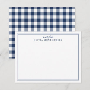Gingham Navy Blue und White Personal Mitteilungskarte