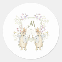 Gingham Neutral Peter der Rabbit Twins Baby Shower Runder Aufkleber