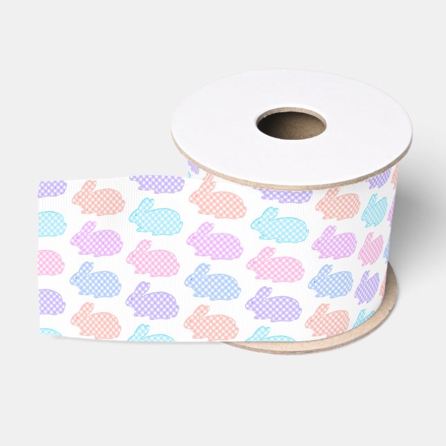 Gingham Oaster Bunny Pattern Ripsband (Spule)