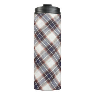 Gingham ökologische Baumwolle in Herbstfarben. Thermosbecher