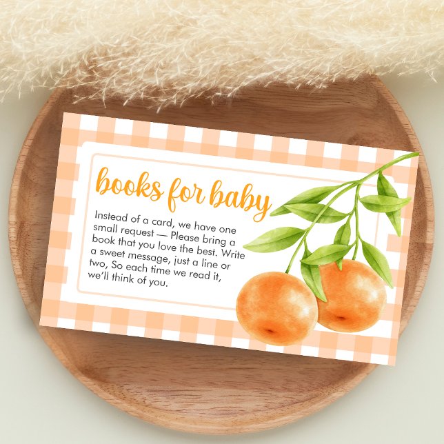 Gingham Orange Baby Shower Books for Baby Begleitkarte (Little Cutie Orange Baby Shower Books for Baby)