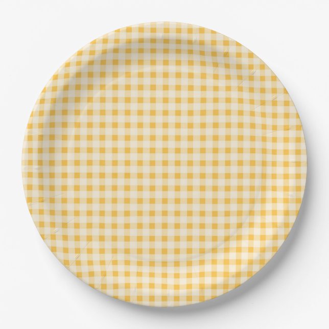 GINGHAM-PAPIERPLATTE DES RUSTISCHEN LANDES PAPPTELLER (Vorderseite)