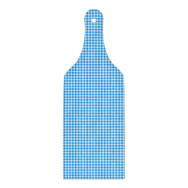 Gingham Pastel Blue-White-CUTTING BOARD PADDLE Schneidebrett (Vorderseite)