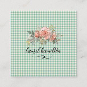 Gingham Pastel Business Card Quadratische Visitenkarte