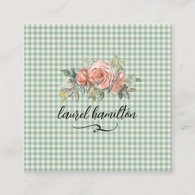 Gingham Pastel Business Card Quadratische Visitenkarte (Vorderseite)