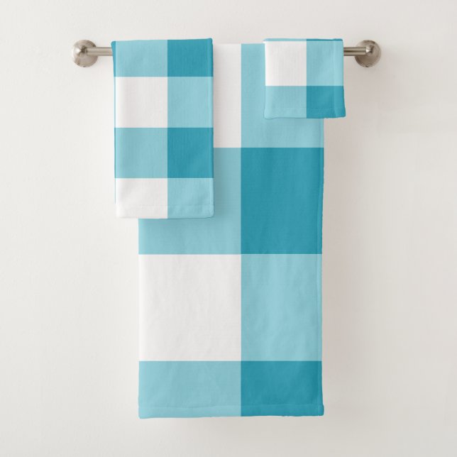 Gingham Pattern Badhandtuch Set (Insitu)