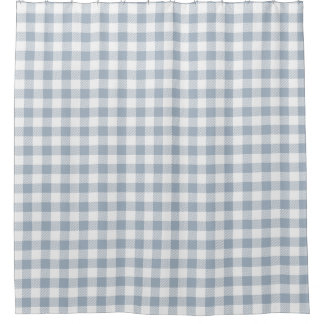 Gingham Pattern Coastal Checkered White Muted Blue Duschvorhang