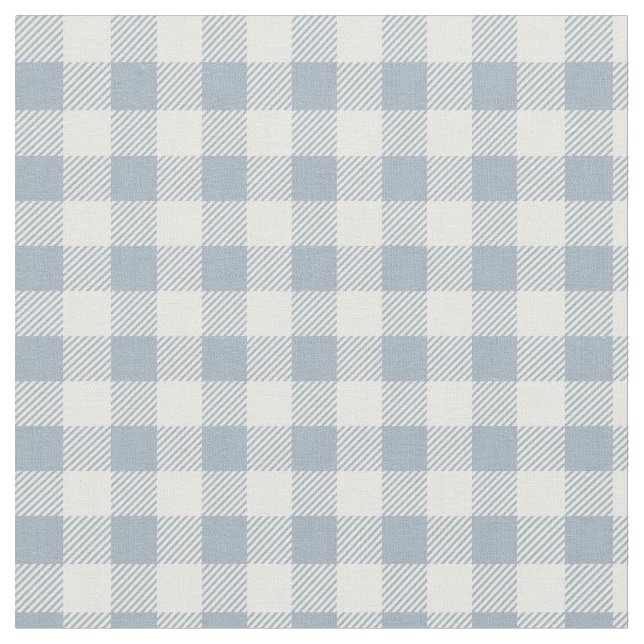 Gingham Pattern Coastal Checkered White Muted Blue Stoff (Nahaufnahme)