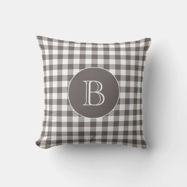 Gingham Pattern Custom Monogram Kissen (Vorderseite)