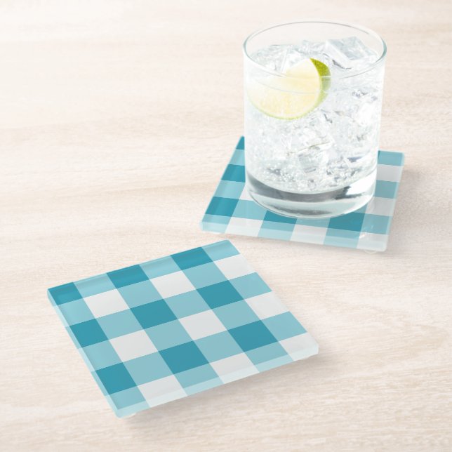 Gingham Pattern Glasuntersetzer (Schrägansicht)