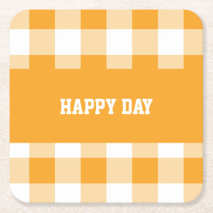 Gingham Pattern Happy Day Rechteckiger Pappuntersetzer