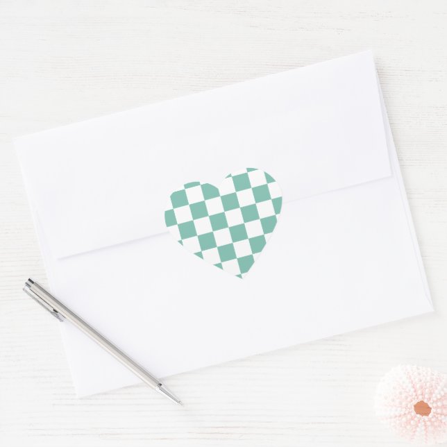 Gingham Pattern Herz-Aufkleber (Umschlag)