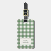 Gingham Pattern in Green with Name and Contact