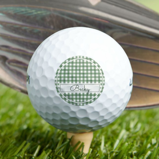 Gingham Pattern in Green with Name Golfball (Von Creator hochgeladen)