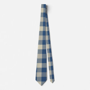 Gingham Pattern in Navy Blue, Cream Krawatte