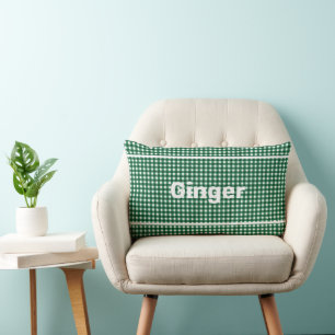 Gingham Pattern Moderne Monogram Lendenkissen