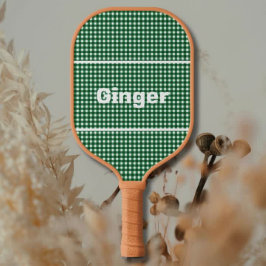 Gingham Pattern Moderne Monogram Pickleball Schläger