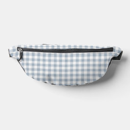 Gingham Pattern Preppy Checkered White Muted Blue Bauchtasche