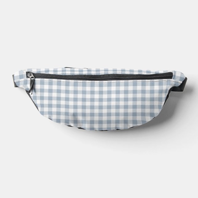 Gingham Pattern Preppy Checkered White Muted Blue Bauchtasche (Ablage )
