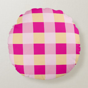 Gingham Pattern Rundes Kissen