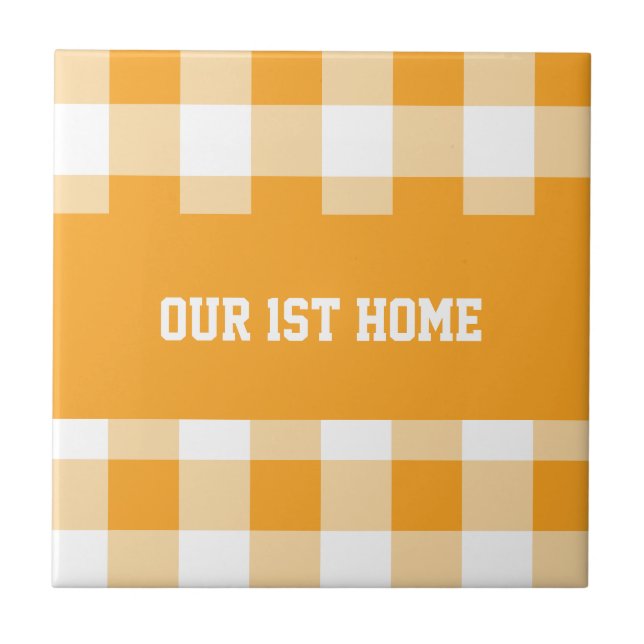 Gingham Pattern Unsere 1. Zuhause Fliese (Vorderseite)