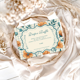 Gingham Peach Floral Diapper Raffle Begleitkarte