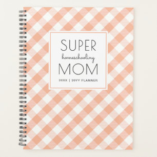 Gingham Peach und White Super Homeschool Mama Planer