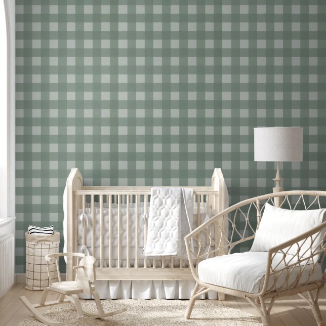 Gingham-Peel-and-Stick-Tapete - Salbeigrün Tapete (Kinder)