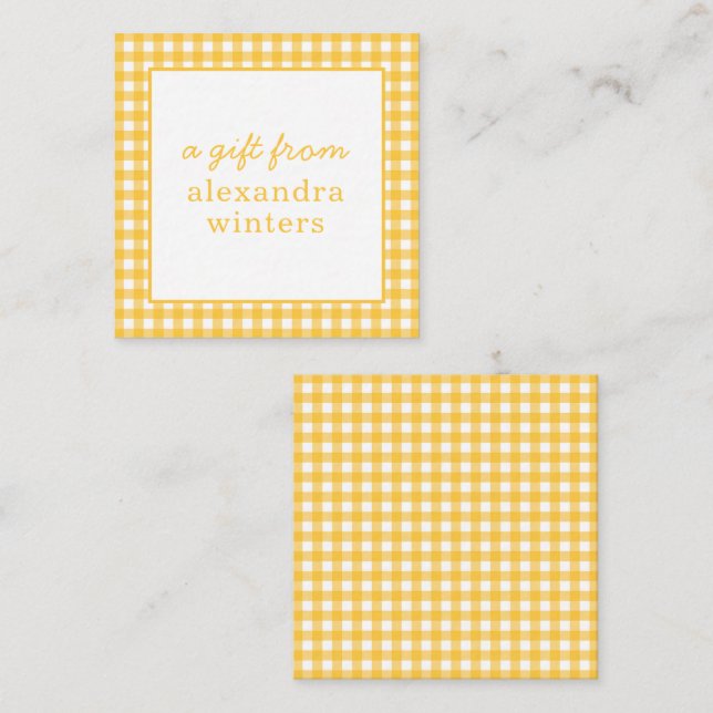 Gingham Personalisiert Gift Enclosure Cards Mitteilungskarte (Vorne/Hinten)