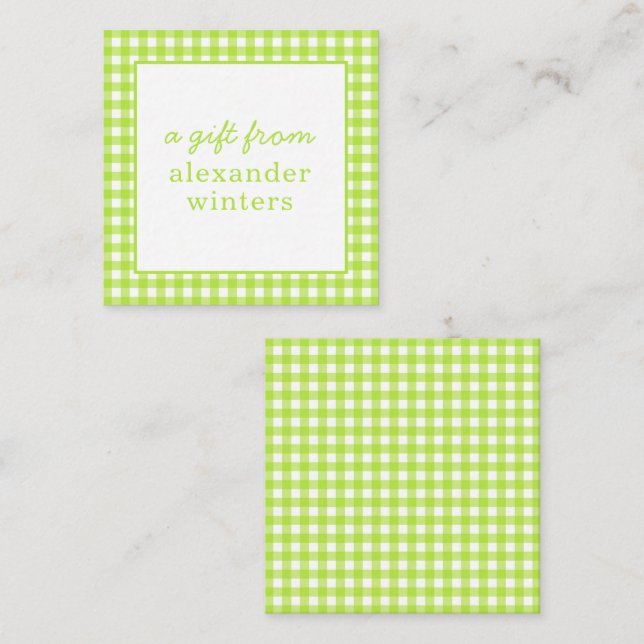 Gingham Personalisiert Gift Enclosure Cards Mitteilungskarte (Vorne/Hinten)