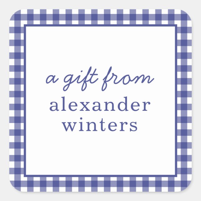 Gingham Personalisiert Gift Stickers (Vorderseite)