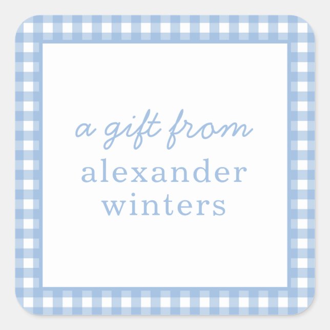 Gingham Personalisiert Gift Stickers (Vorderseite)