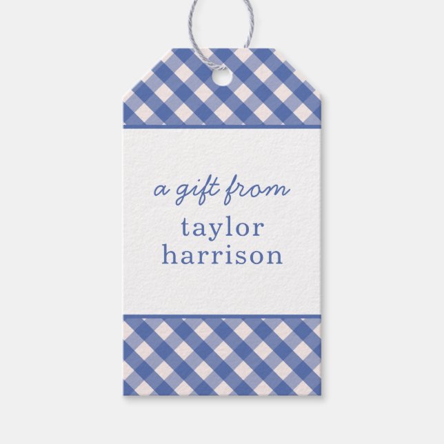 Gingham Personalisiert Gift Tags Geschenkanhänger (Vorderseite)