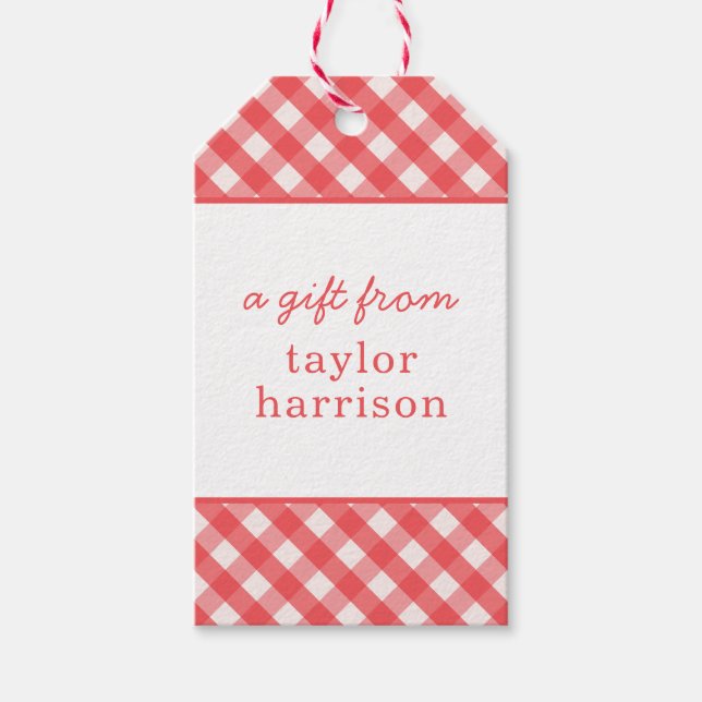 Gingham Personalisiert Gift Tags Geschenkanhänger (Vorderseite)